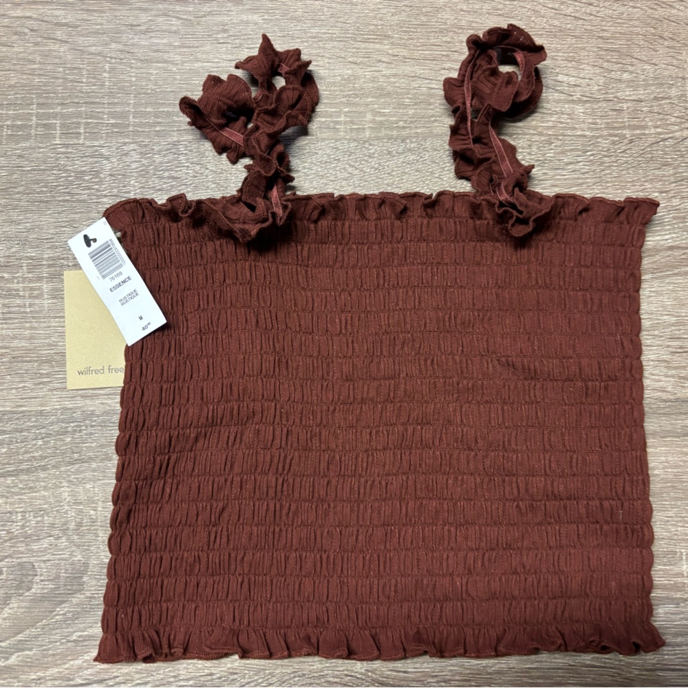 NWT Brown Aritzia shirred tank top